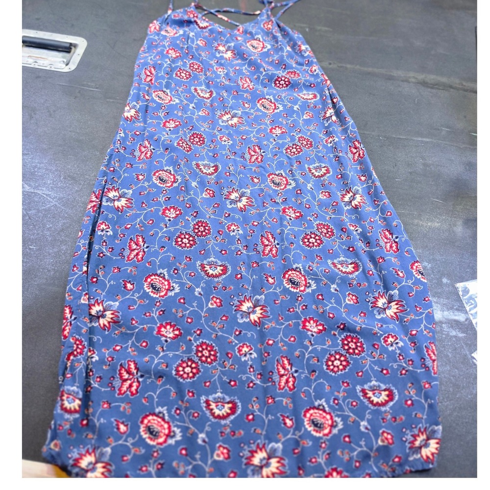 Gap Blue Floral Sleeveless Maxi Dress Spaghetti Strap Boho Size S